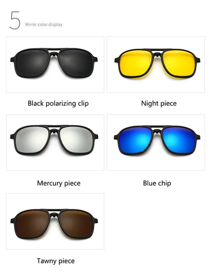 2026 Mirror Magnetic Attraction Polarized Sunglasses 2 Iin 1 Clip Cycling Glasses Dazzling Men Double-Barreled Glasses Women