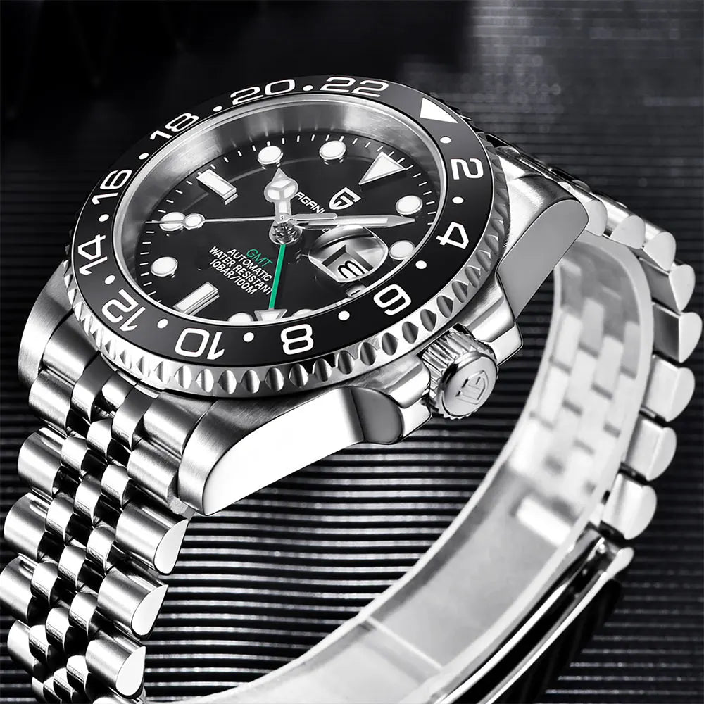 GMT Wristwatch PAGANI DESIGN Automatic Watch 40mm Mens Watch Top Brand Mechanical Watch 100M Waterproof Luminous Watches PD-1662