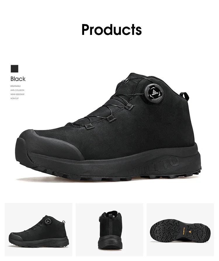 HUMTTO Leather Shoes for Men Winter Camping Outdoor Men's Sports Shoes Breathable Trekking Boots Man Non-slip Hiking Sneakers