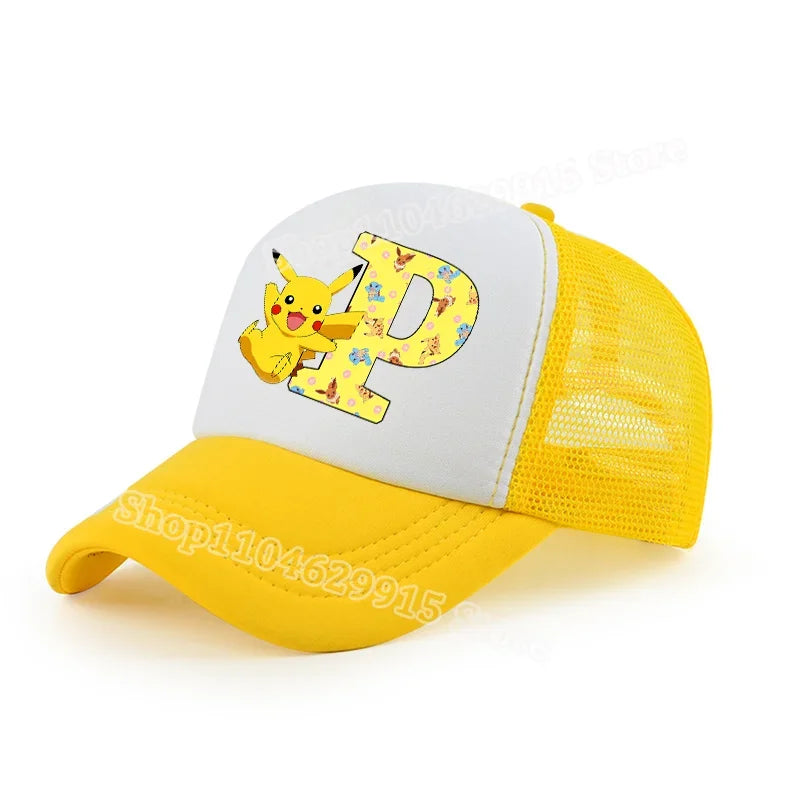 Pokemon Pikachu Baseball Cap Cartoon Anime Popular Letters Print Kids Hat Summer Athleisure Adjustable Parent-child Hats Gift