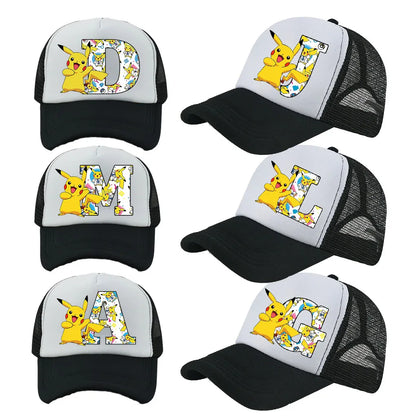 New Pokemon Letters Baseball Caps Cartoon Casuals Hat Sports Sun Breathable Hat Adjustable Peaked Cap Birthday Gifts