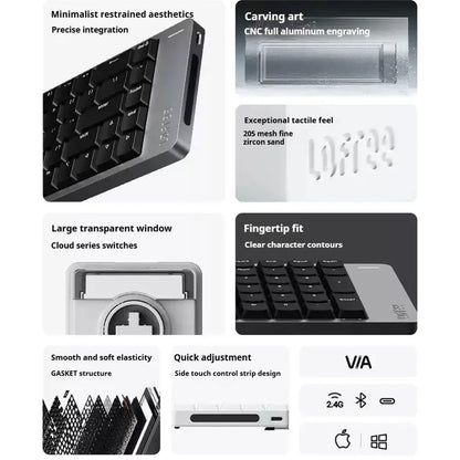 Tastiera meccanica Lofree FLOW2 Business Office, wireless Bluetooth e cablata, silenziosa con suono delicato, compatibile, mute, blocco in alluminio
