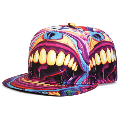 2025 Creative and Personalized New Printed Flat Edge Hat Street HipHop Hat Street Dance Decorative Hat Sunshade Hat Baseball Hat