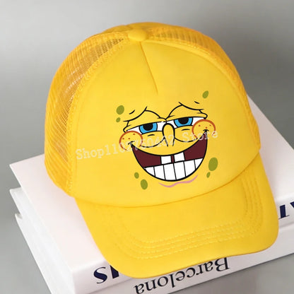 SpongeBobs Baseball Cap Kids Adult Kawaii Expression Sun Hat Summer Breathable Mesh Sunbonnet Outdoor Sports Headgear Gift New