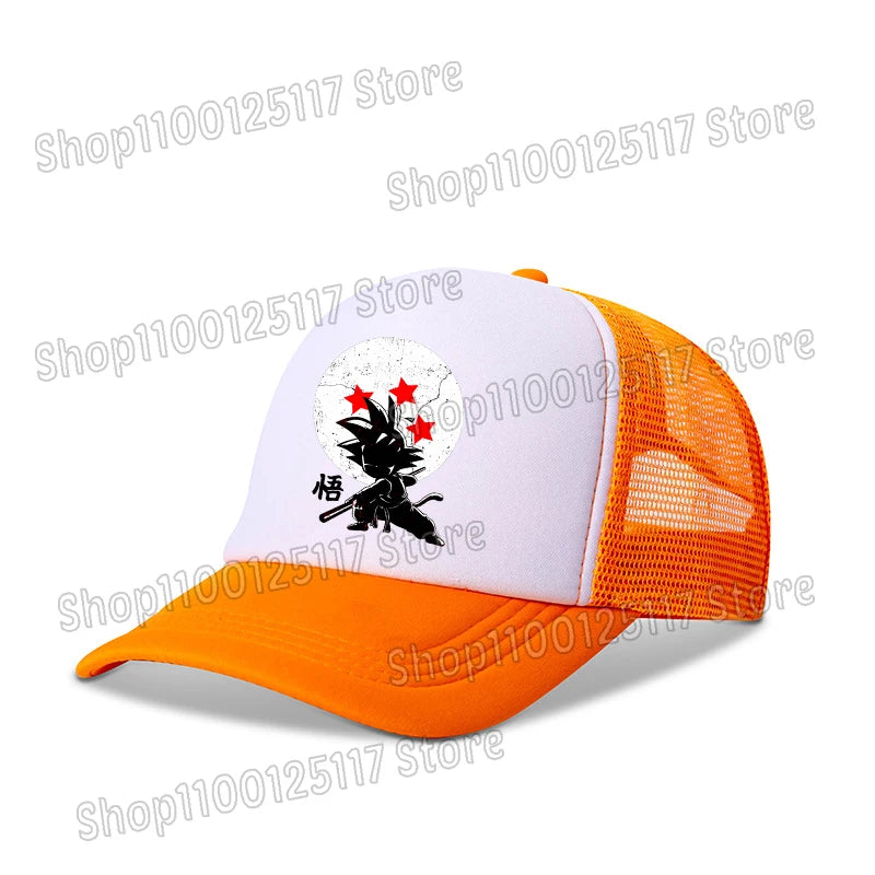 Dragon Ball baseball sapka, anime-nyomtatott sapkák, lélegző, csúcsos sapka, rajzfilm, Goku, nyári sport, snapback, hálós napellenzős sapka, gyermekajándék
