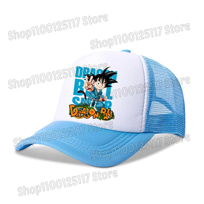 Dragon Ball baseball sapka, anime-nyomtatott sapkák, lélegző, csúcsos sapka, rajzfilm, Goku, nyári sport, snapback, hálós napellenzős sapka, gyermekajándék