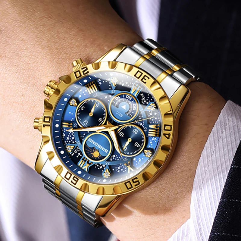 Chronograph Luxury Brand Stylish Men Luminous Wrist Watches For Male Clock Stainless Steel Band Men Business Quartz Watches