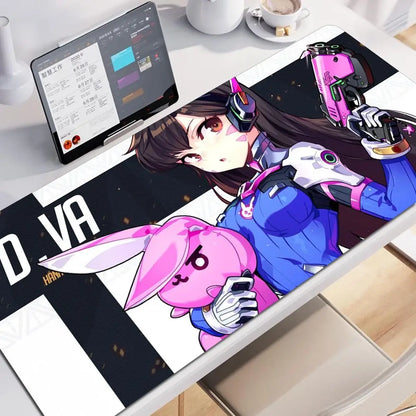 Anime-tyylinen pelityttö Overwatch -suuri hiirimatto 900x400 kannettavalle ja toimistoon, kuminen pehmeä pöytämatto, tietokoneen näppäimistölle, HD-painatus, XXL-hiirimatto