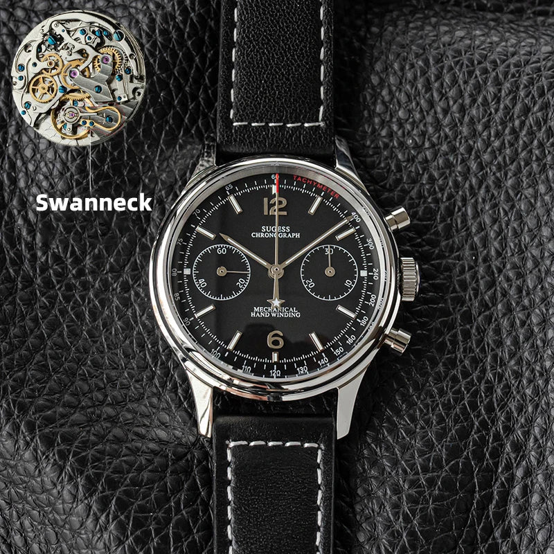 40mm Men Army Watch 1963 Pilot Mechanical Sugess Panda Wristwatch Sapphire Air Force Watches Chronograph Official ST1901Movement