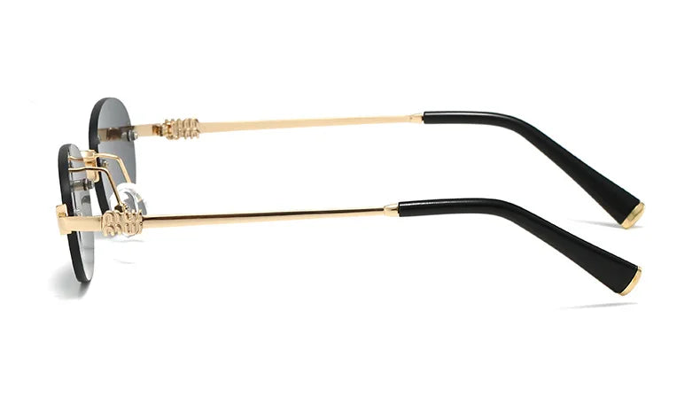 Frameless Ellipse Sunglasses, UV400 Protection Lightweight Design, Fashionable for Daily Wear & Outdoor