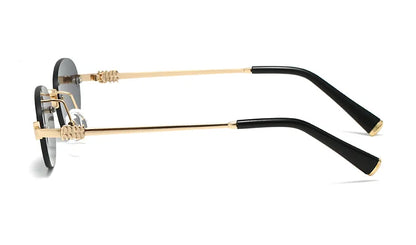 Frameless Ellipse Sunglasses, UV400 Protection Lightweight Design, Fashionable for Daily Wear & Outdoor