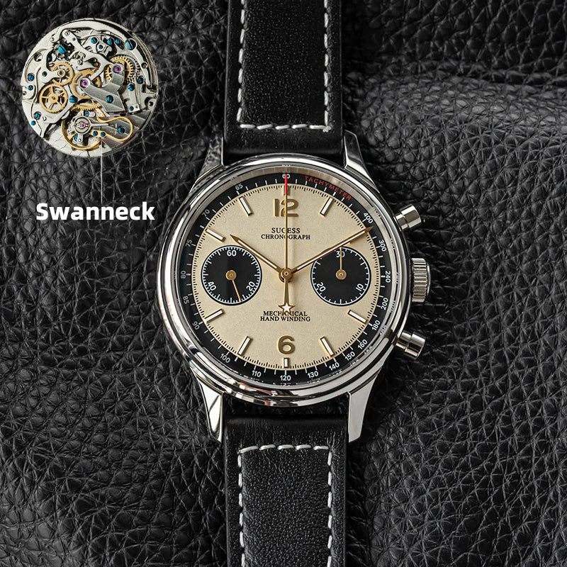 40mm Men Army Watch 1963 Pilot Mechanical Sugess Panda Wristwatch Sapphire Air Force Watches Chronograph Official ST1901Movement