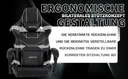 WOTSTA Gaming Stuhl Ergonomisch Gaming Chair Bürostuhl mit Fußstütze Racing Computerstuhl Höhenverstellbar Gepolstert Computerst