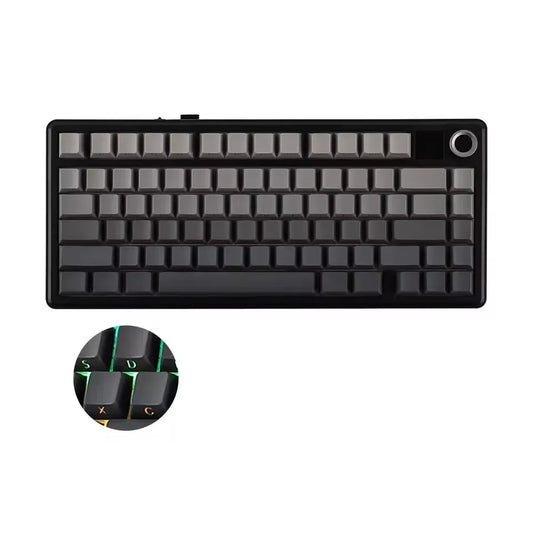 Teclado mecánico gaming AULA F75 MAX 2.4G inalámbrico/BT/con cable, Hot-Swap RGB, 75%, 81 teclas, teclado de oficina con pantalla TFT