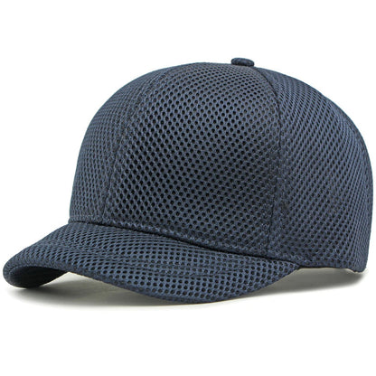 HT4828 Casquette de baseball à visière courte de 5 cm pour homme, 6 panneaux, en maille respirante, style « trucker », pour hommes et femmes, unie, à fermeture à pression