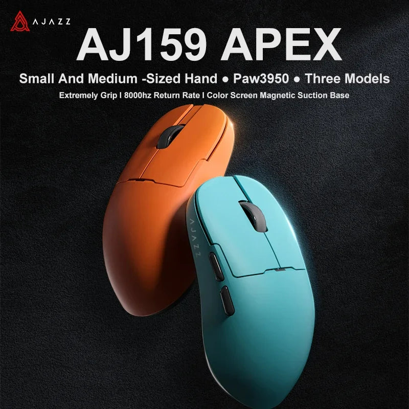 Ajazz AJ159 PRO/APEX Gaming-Maus 8000Hz Abtastrate Paw3950 Farbdisplay Magnetischer Standfuß AJ159P Büro & Gaming