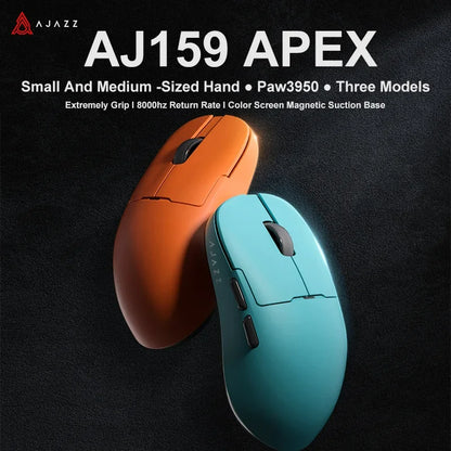 Ajazz AJ159 PRO/APEX Gaming-Maus 8000Hz Abtastrate Paw3950 Farbdisplay Magnetischer Standfuß AJ159P Büro & Gaming