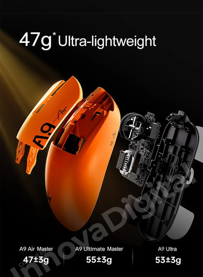 ATK Dragonfly A9 Ultimate belaidė žaidimų pelė A9 Air PAW3950, itin lengva ergonomiška e. sporto FPS žaidėjų pelė CSGO A9 Ultra