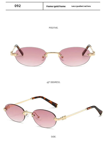 Frameless Ellipse Sunglasses, UV400 Protection Lightweight Design, Fashionable for Daily Wear & Outdoor