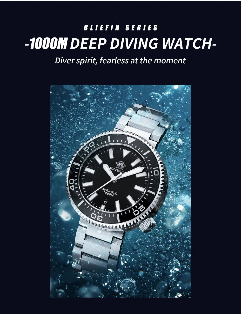 ADDIESDIVE Men's Luxury Watch 1000m diver's watch Waterproof luminous Sapphire Glass reloj hombre Automatic Mechanical Watches