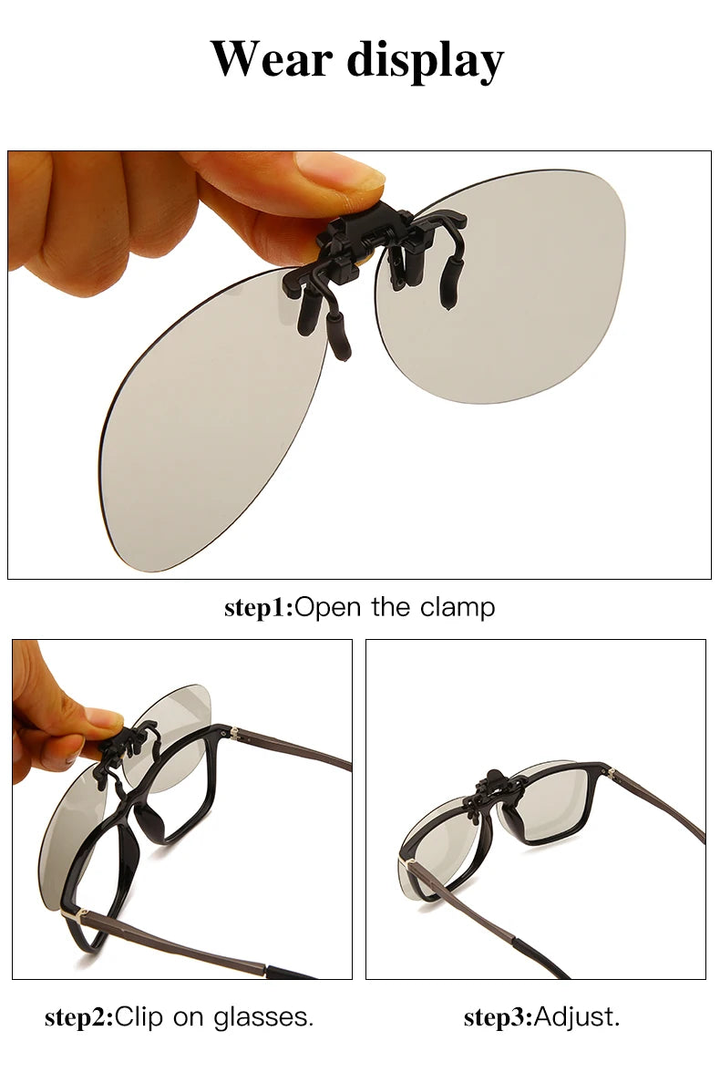 Pilot Polarized Sunglasses Clips Glasses Clip Driving Night Vision Eyeglasses UV400 Outdoor Shades Definition Sun Glasses Clips