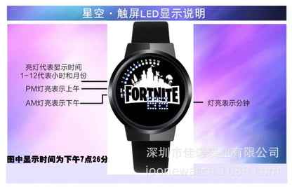 Ρολόι Fortnite Cute Fashion Cartoon Personalized Kawaii με φως νυκτός LED αφής, ηλεκτρονικό μαθητικό ρολόι, δώρο για φίλους