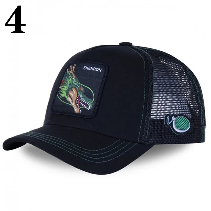 Casquette de baseball imprimée à l'effigie d'un personnage de l'anime Dragon Ball pour hommes et femmes – Casquette hip-hop – Casquette en maille pour camionneur – Protection solaire d'été pour les activités en plein air