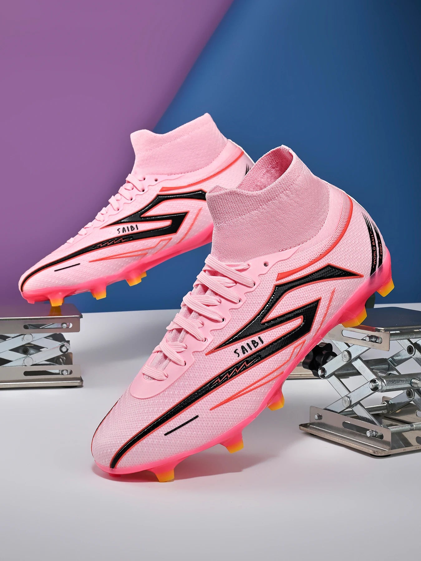 AG/FG Long Studs Soccer Shoes, PU Fabric Mixed Upper, TPU Sole Wear-Resistant Anti-Slip, Men Women Kids Youth Outdoor Sports