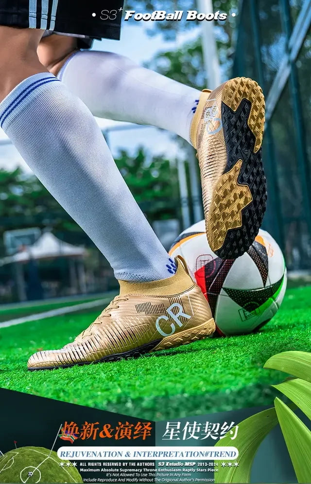 Ghete de fotbal pentru copii cu vârf anti-coliziune, închidere cu șireturi, crampoane scurte antiderapante, rezistente la uzură și respirabile, pentru joc pe iarbă în aer liber