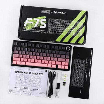 EPOMAKER x AULA F75 75% ANSI Gasket Hot-Swap Bluetooth 5.0/2.4G Wireless/Wired Mechanical Keyboard PBT Keycaps for Win/Mac