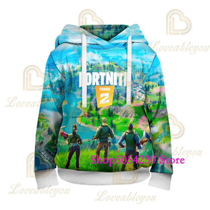 3D spausdintas „Fortnite“ lamos džemperis su gobtuvu „Battle Royale“, animacinio stiliaus megztinis vyrams ir moterims, žaidimo herojaus džemperis su gobtuvu paaugliams