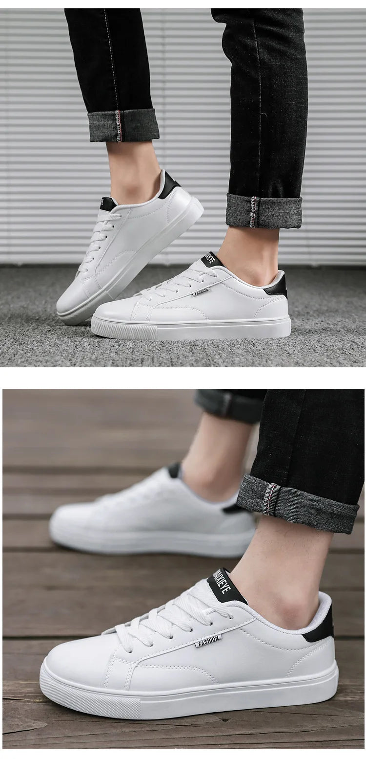 Men's Casual Skateboarding Shoes White Outdoor Leisure Sneakers Breathable Walking Shoes Flat Shoes Chaussure Homme 39-48