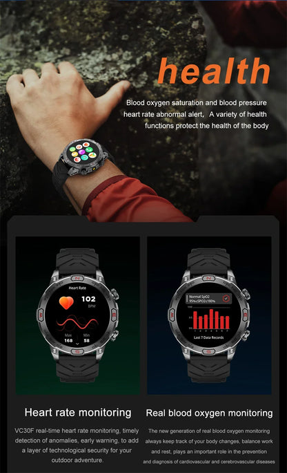 Men's Fashion Outdoor Sport GPS Smart Watch with AMOLED HD Screen, Heart Rate Monitor, and Waterproof Features