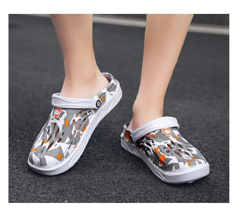 Sandales légères d'été pour hommes, chaussures décontractées, sabots troués, pantoufles plates de plage pour hommes, grande taille 49
