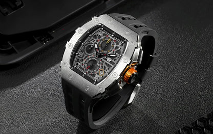 Reloj TSAR BOMBA para hombre, marca de lujo, diseño tonneau, impermeable, de acero inoxidable, reloj de pulsera de moda rectangular para hombre