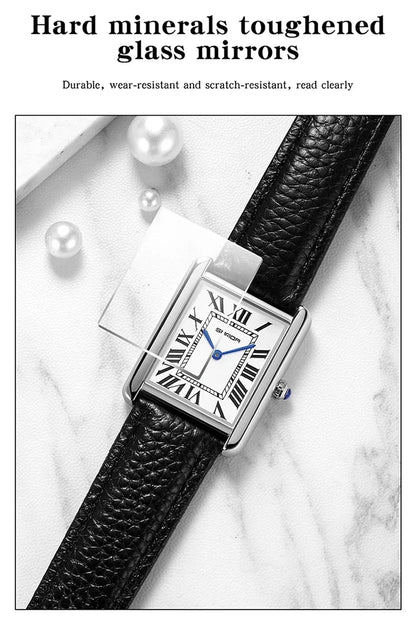 SANDA 9031/1108 Sport Casual Women Men Quartz Watches Reloj Luxury Couple Watch Resistant Leather Strap Square Dial Waterproof