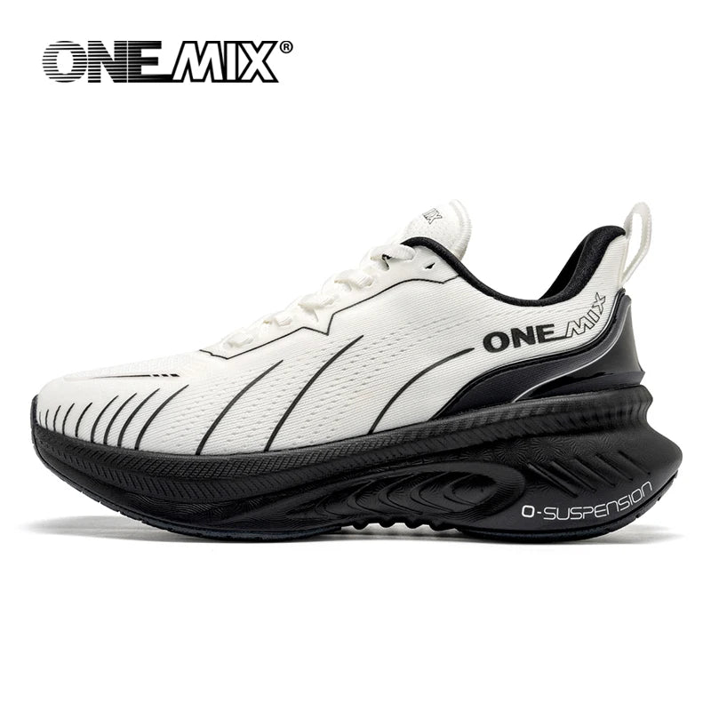 ONEMIX Nye løbesko med støddæmpning til mænd, velegnede til tunge løbere, snøresko til sport, kvinder, skridsikre udendørs atletiske herresneakers