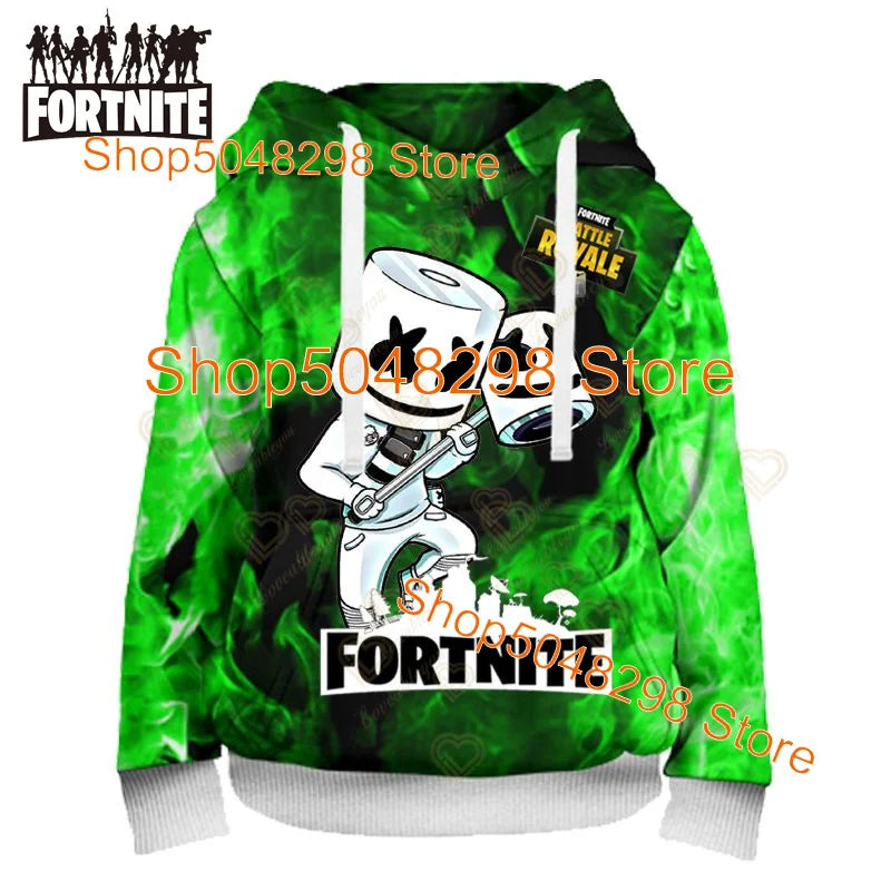 Fortnite Hoodies Pullover Sweatshirt Victory Royale 3D Hoodies Streetwear Hooded Tops for Kids Birthday Gifts