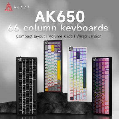 New AJAZZ AK650 Wireless Mechanical Keyboard Bluetooth Triple Mode Customized Game Gasket with Screen Gaming Wired Gift