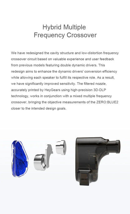 TRUTHEAR Zero:BLUE2 earphone Dual Dynamic Drivers lEMs with Detachable Cable in Ear Headphone  0.78mm 2pin 3.5mm plug
