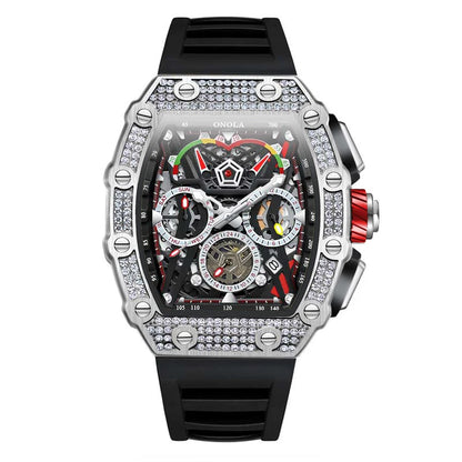 ONOLA Luxury Diamond Mechanical Wristwatches Fashion Sports Square Date Waterproof Automatic Man Watch Men Military Watch Clock