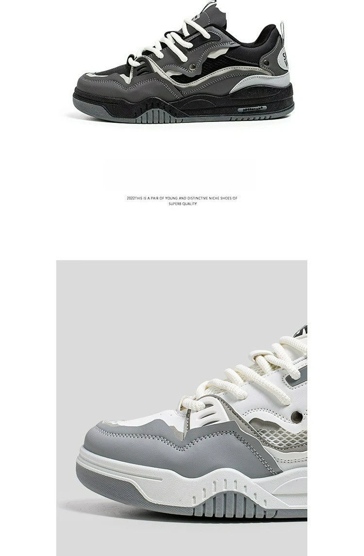 Zapatillas casual de malla para hombre, cómodas zapatillas de running masculinas con cordones, zapatos de skate con plataforma para hombre, zapatillas deportivas para estudiantes