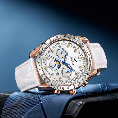 Montre mécanique pour homme ONOLA – Montre automatique de luxe au style décontracté, avec bracelet en cuir et cadran ajouré