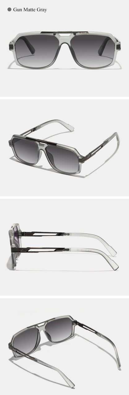 Ruiao Double-Bridge Pilot Sunglasses UV400 Fashion Gradient Shades Metal Frame Unisex Sun Glasses for Men And Women Driving