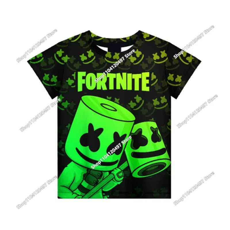 Anime Fortnite T-Shirts Girl Clothing T Shirt Boys White Cartoon Tees Baby Summer Shirts Cute Printed Tops Costume