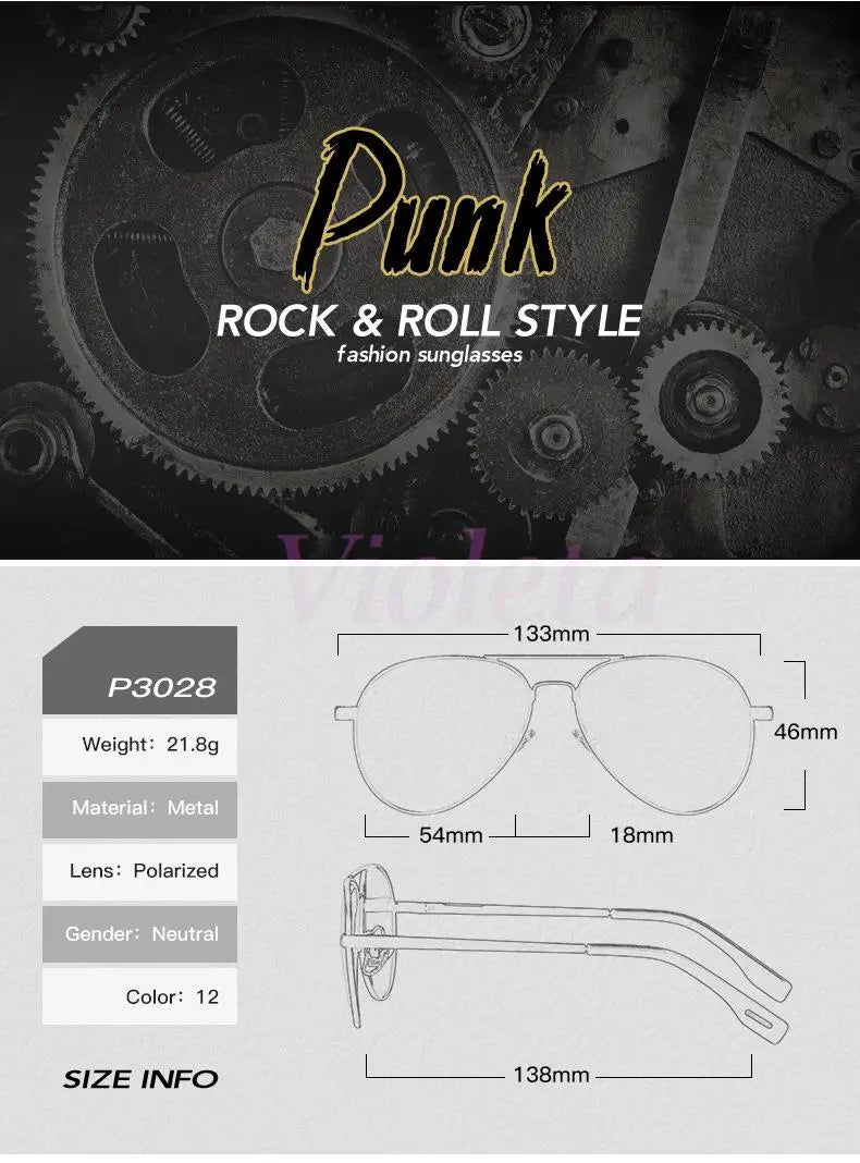 Punk Rock Polarized Sunglasses Color Film Sunglasses Han Edition Mirror Face Fashion Sun Glasses T1001