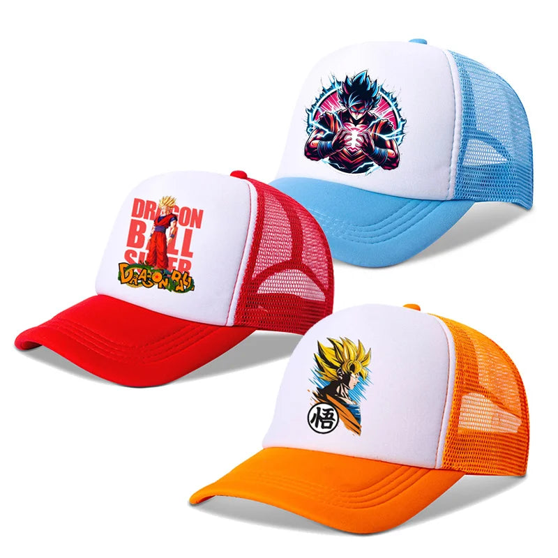 Dragon Ball baseball sapka, anime-nyomtatott sapkák, lélegző, csúcsos sapka, rajzfilm, Goku, nyári sport, snapback, hálós napellenzős sapka, gyermekajándék