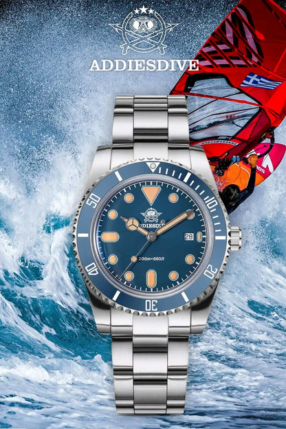 ADDIESDIVE Men’s Luxury Diver Watch Luminous Dial, Ceramic Bezel, Stainless Steel & 20 Bar Water Resistant