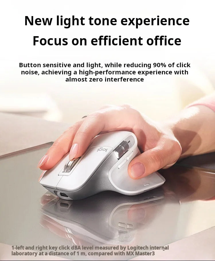 Mouse Logitech MX Master 3S wireless Bluetooth Softtone per ufficio, mouse ergonomico professionale per ufficio