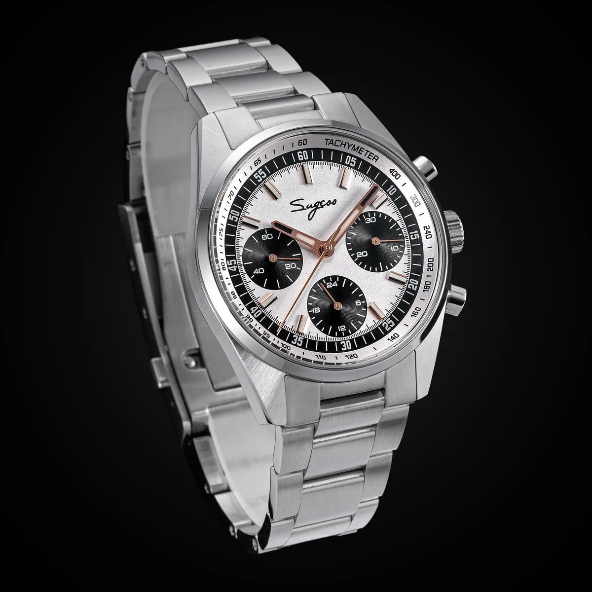 Sugess Mens Watch 38mm Chronograph Mechanical Wristwatches Tianjin Gooseneck Movement Sapphire Crystal Roulette Dial S465 new